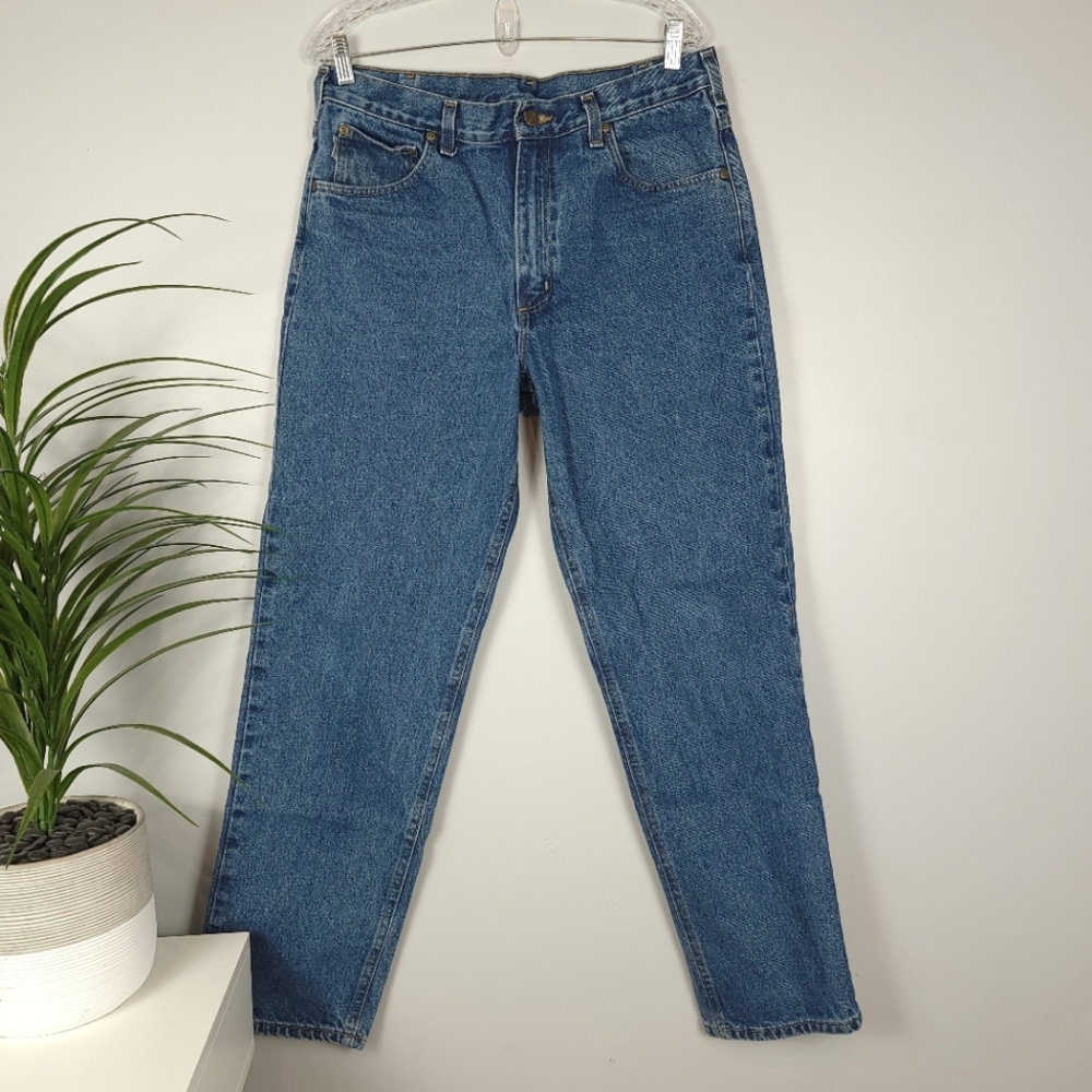 Men's Carhartt Relaxed Fit B17 Medium Dark Wash Denim Work Jeans Size 35×32